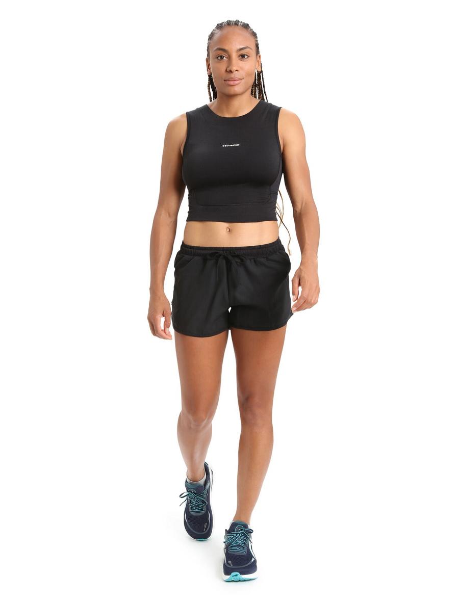 Icebreaker ZoneKnit™ Merino Cropped Bra-Tank Női Póló Fekete | HU 1574WNBY